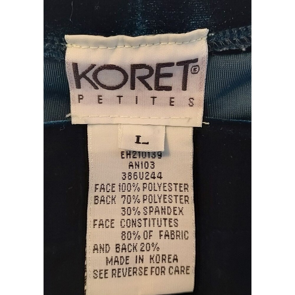 Koret Velvet Velour Party Holiday PANTS Size PL Pull on Elastic Waist Dark Teal - Picture 8 of 13